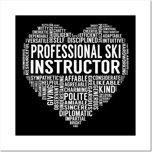 Professional Ski Instructor Heart Posters and Art